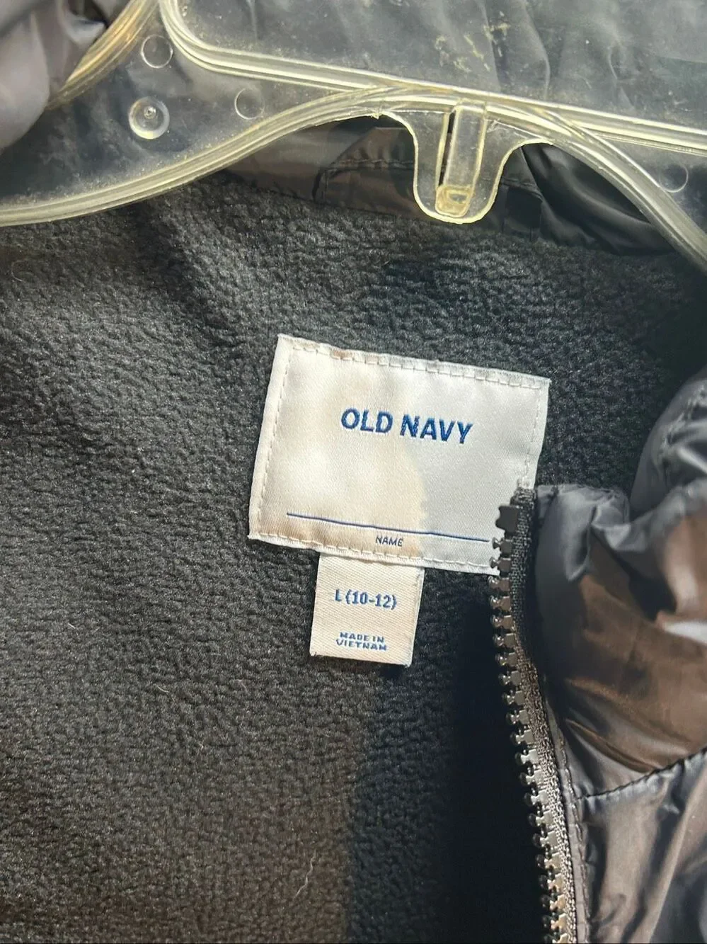 Old Navy Kids Black Fleece Lined Puffer Vest Size L 10-12 Large Outerwear